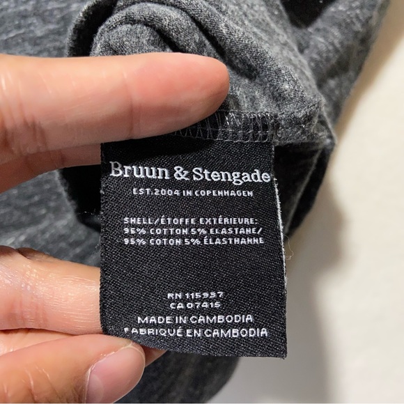 BRUUN & STENGADE Mens Gray Short Sleeve Tshirt Size L - Picture 5 of 8